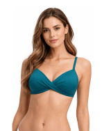 Turkizen kopalni modrček s penasto košarico na modelu