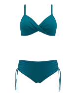 Seča Turkiz ženske kopalke spredaj s kostjo brez podloge