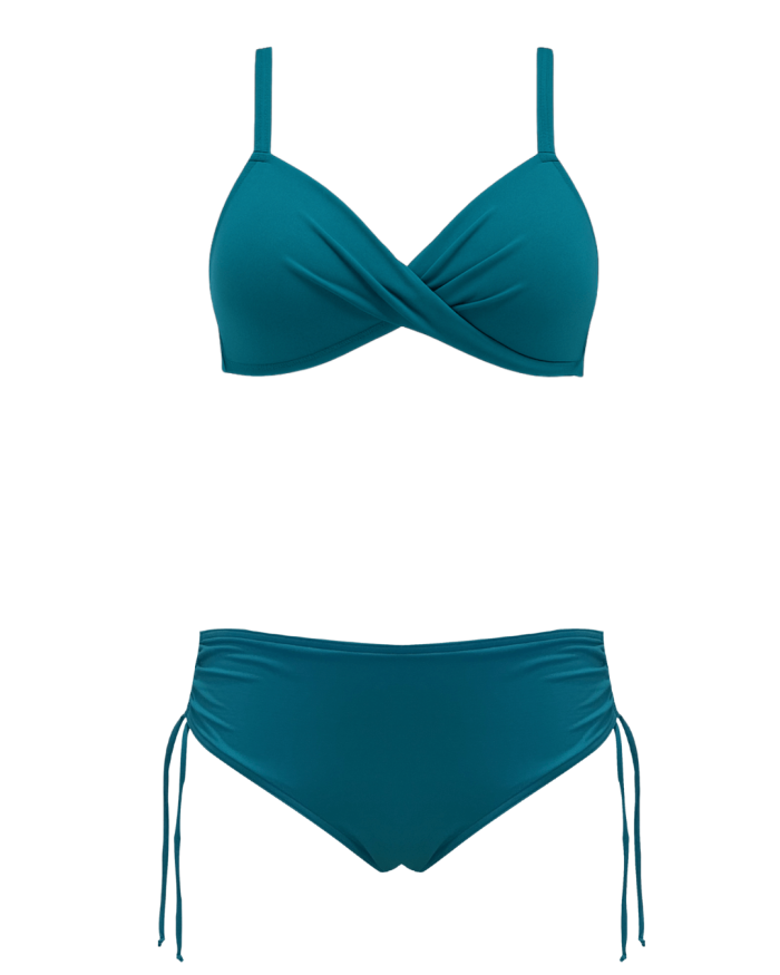 Seča Turkiz ženske kopalke spredaj s kostjo brez podloge