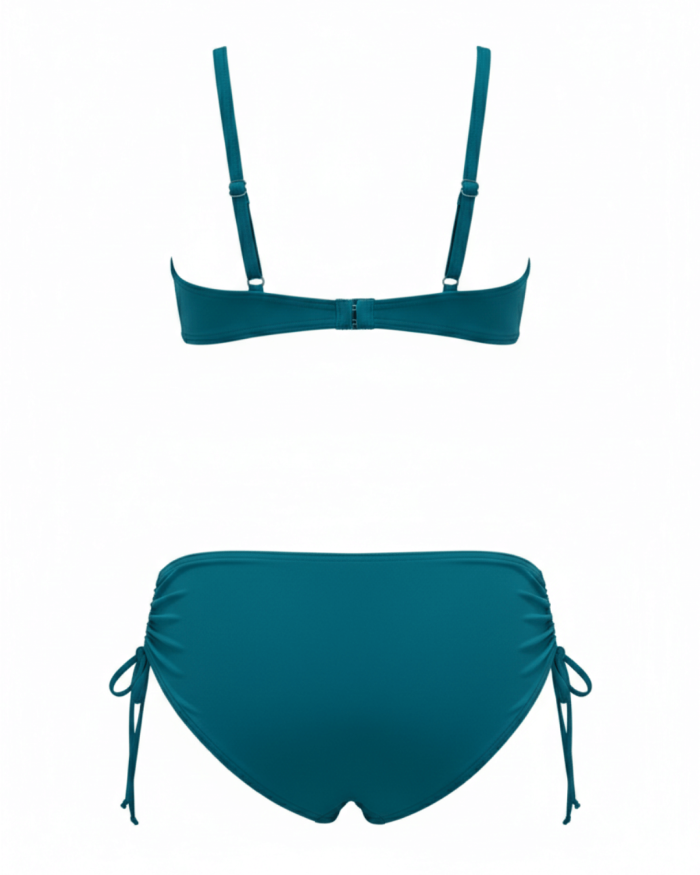 Seča Turkiz ženske kopalke zadaj turkizen spodnji del z zavezovanjem
