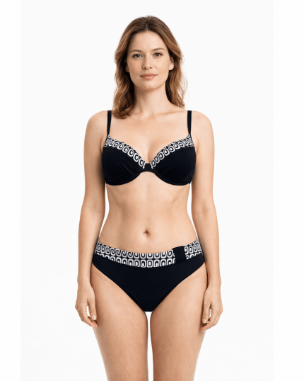 Kuba Črne dvodelne kopalke s penasto košarico in kostjo