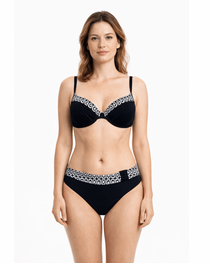 Kuba Črne dvodelne kopalke s penasto košarico in kostjo