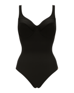 Punta črne enodelne kopalke spredaj z oporo