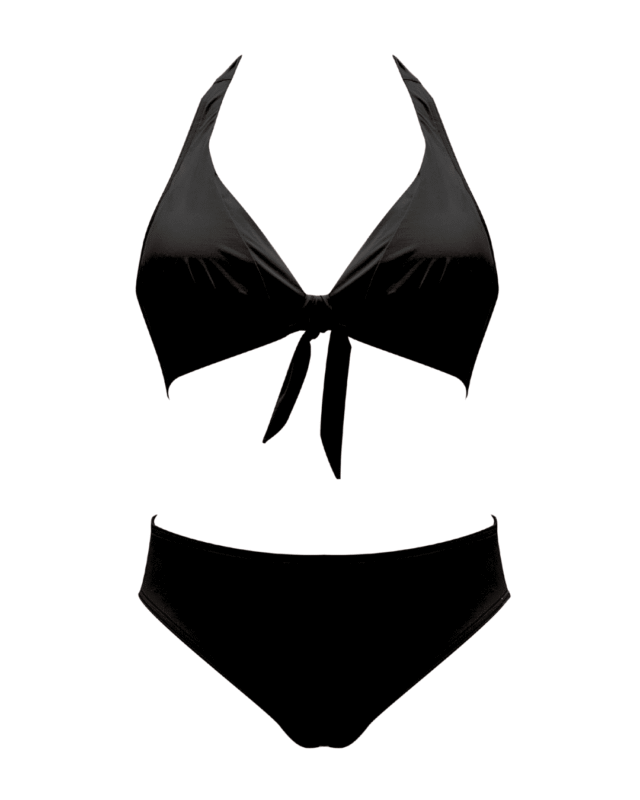 dvodelne kopalke Azur črne sprednji pogled