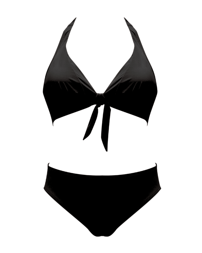 dvodelne kopalke Azur črne sprednji pogled