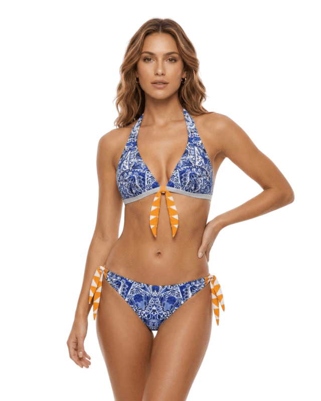 dvodelne kopalke Limonz na modelu spredaj