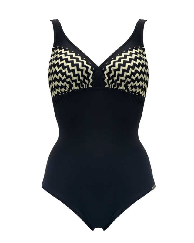 enodelne kopalke Riva črnobele sprednji del